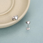 Sterling Silver 5mm Heart 16G Flat Back Stud Earrings