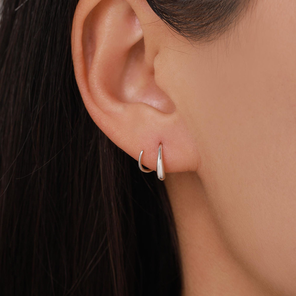 Spiral Hoop Earrings In Sterling Silver, Silver, Gold or Rose Gold, Minimalist Spiral Earrings, Droplet Hoops, Droplet Spirals