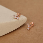 Tiny CZ Trio 16G Internally Threaded Flat Back Earrings in Sterling Silver
