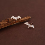 CZ Crystal Bat Stud Earrings in Sterling Silver, Silver or Gold, Rhombus Bat Earrings, Stacking Earrings, Animal Earrings