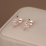 Snake 16G Internally Threaded Flat Back Earrings in Sterling Silver, Animal Earrings