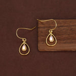 Moonstone Droplet Drop Hook Earrings in Sterling Silver, Delicate Lab Moonstone Geometric Earrings, Moonstone Droplet Dangle Earrings