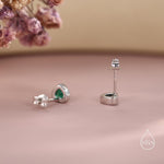 Tiny Emerald Green CZ Heart Stud Earrings in Sterling Silver, Silver or Gold, Green Crystal Heart Earrings, Stacking Earrings