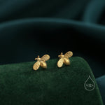 Tiny Bumble Bee 18G Screw Back Earrings in Sterling Silver, Animal Earrings