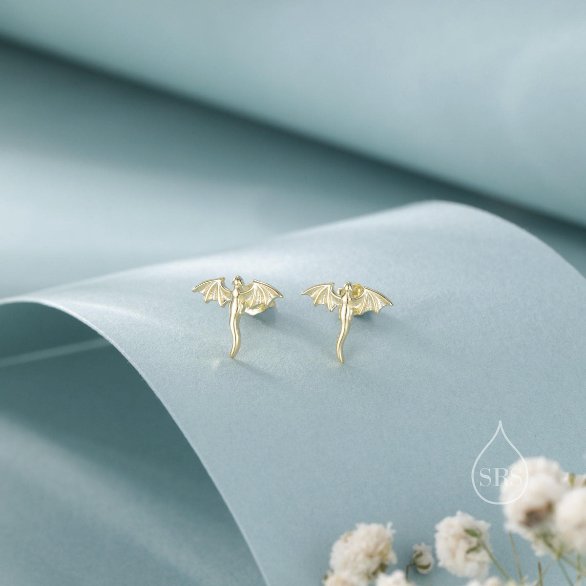 Extra Tiny Dragon 16G Internally Threaded Flat Back Earrings in Sterling Silver