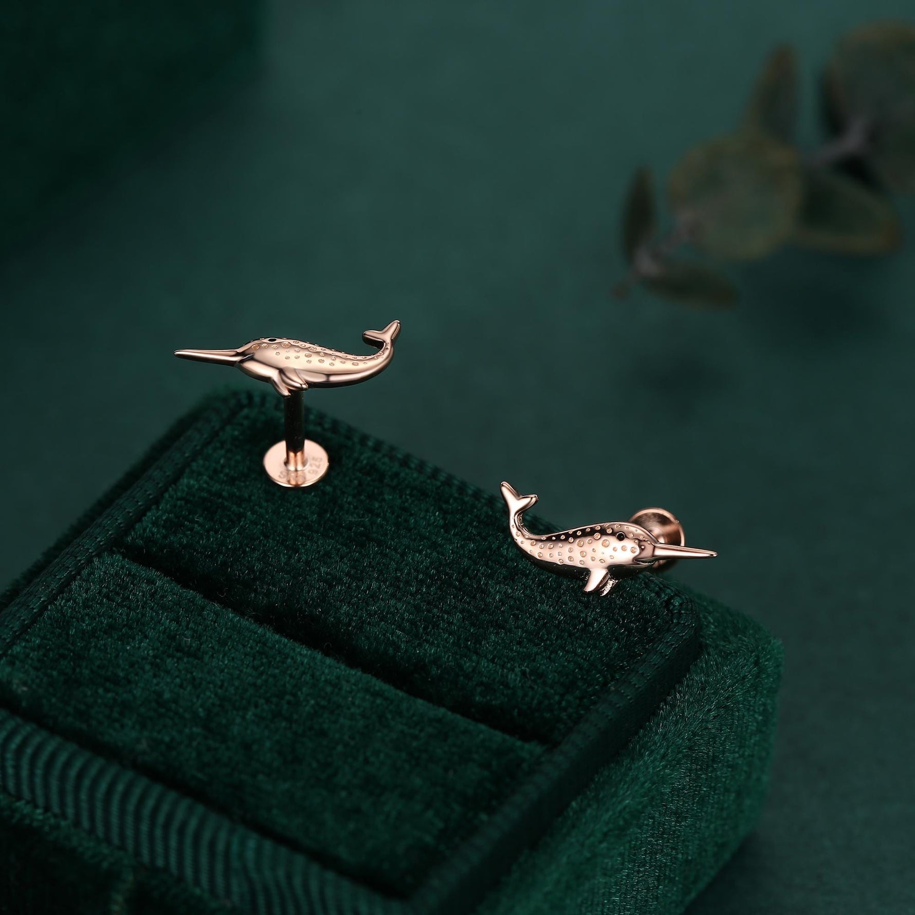 Tiny Narwhal Unicorn Whale Stud Earrings in Sterling Silver, Gift for Her, Animal Lover, Nature Inspired, Nautical Ocean