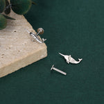 Tiny Narwhal Unicorn Whale Stud Earrings in Sterling Silver, Gift for Her, Animal Lover, Nature Inspired, Nautical Ocean