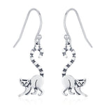 Sterling Silver Ring-Tailed Lemur Drop Earrings