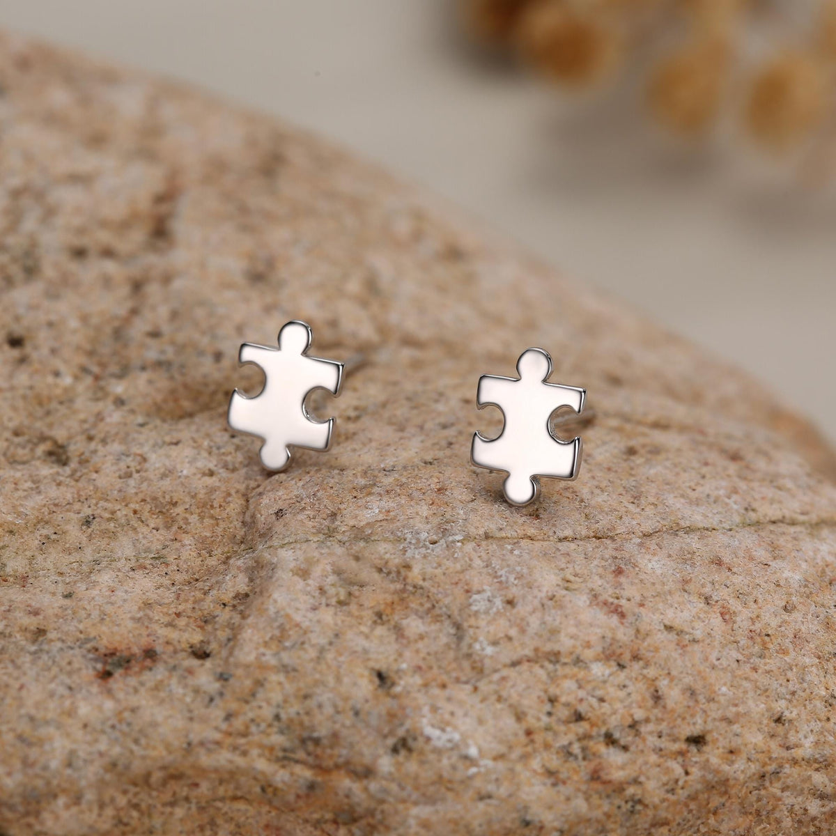 Sterling Silver 18G Puzzle Piece Screw Back Earrings