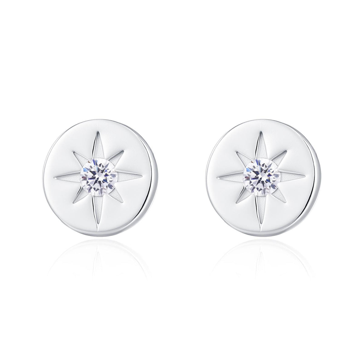 Starburst Disk Stud Earrings in Sterling Silver, Silver or Gold or Rose Gold, Star Earrings, Sunburst Earrings, Celestial Jewellery