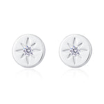Starburst Disk Stud Earrings in Sterling Silver, Silver or Gold or Rose Gold, Star Earrings, Sunburst Earrings, Celestial Jewellery