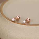 Sterling Silver Tiny Teardrop CZ 18G Screw Back Earrings