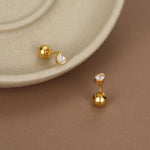 Sterling Silver Tiny Teardrop CZ 18G Screw Back Earrings