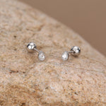 Sterling Silver Tiny Teardrop CZ 18G Screw Back Earrings