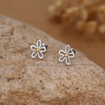 Sterling Silver Two Tone Daisy 18G Screw Back Earrings