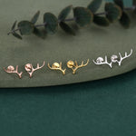 Sterling Silver Antler 16G Flat Back Labret Earrings