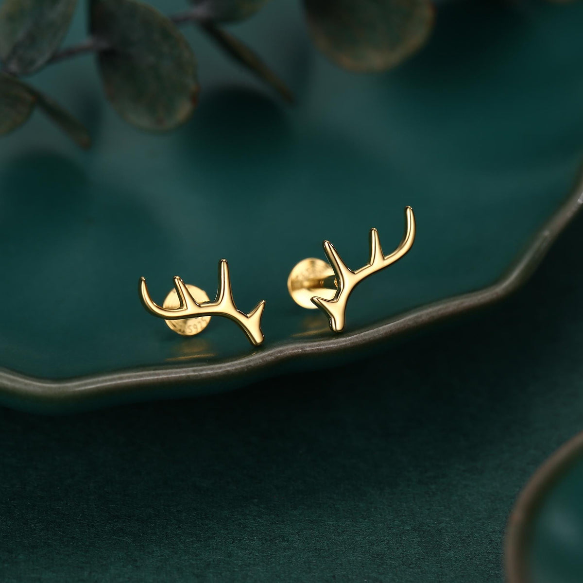 Sterling Silver Antler 16G Flat Back Labret Earrings
