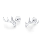 Sterling Silver Antler 16G Flat Back Labret Earrings