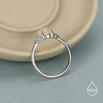 Sterling Silver Genuine Opal and CZ Oval Ring