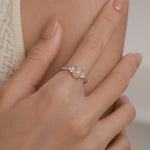 Sterling Silver Genuine Opal and CZ Oval Ring