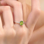Natural 1 Carat Peridot Oval Ring in Sterling Silver, 5x7mm, Prong Set Oval Cut, US Size 5 6 7 8 , Genuine Peridot Ring, August Birthstone