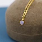 Very Small Cosmic Purple Opal Pendant Necklace in Sterling Silver, Silver or Gold, 5mm Lab Opal Necklace, Single Opal Necklace