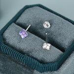Sterling Silver Purple Hydrangea Enamel Stud Earrings