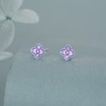 Sterling Silver Purple Hydrangea Enamel Stud Earrings