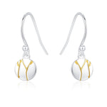 Sterling Silver Tiny Kintsugi Disk Drop Earrings