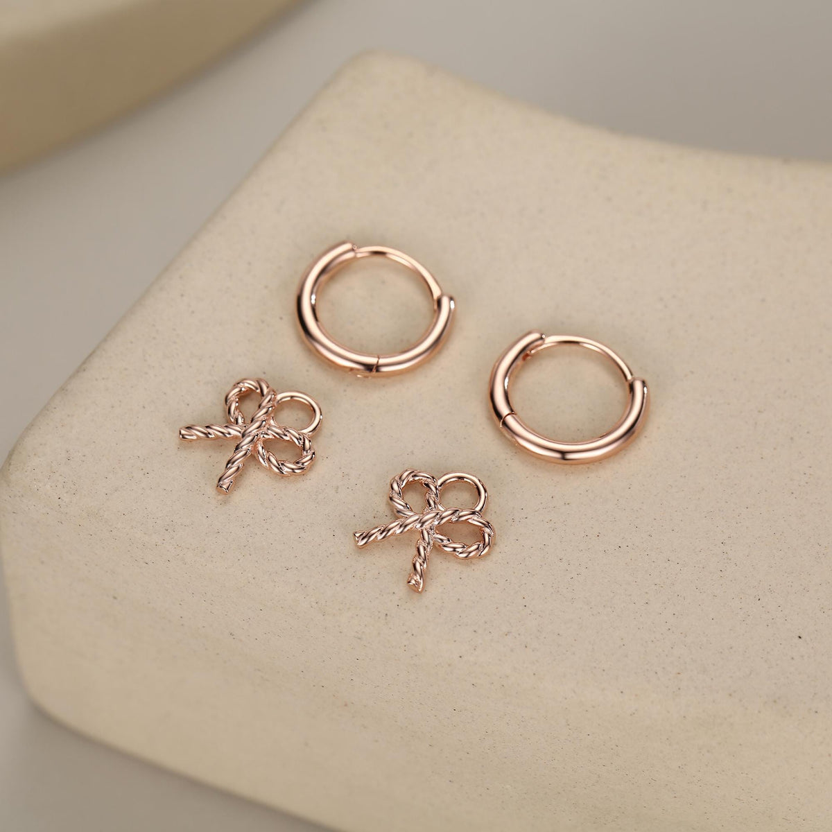 Sterling Silver Bow Charm Hoop Earrings