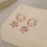 Sterling Silver Bow Charm Hoop Earrings