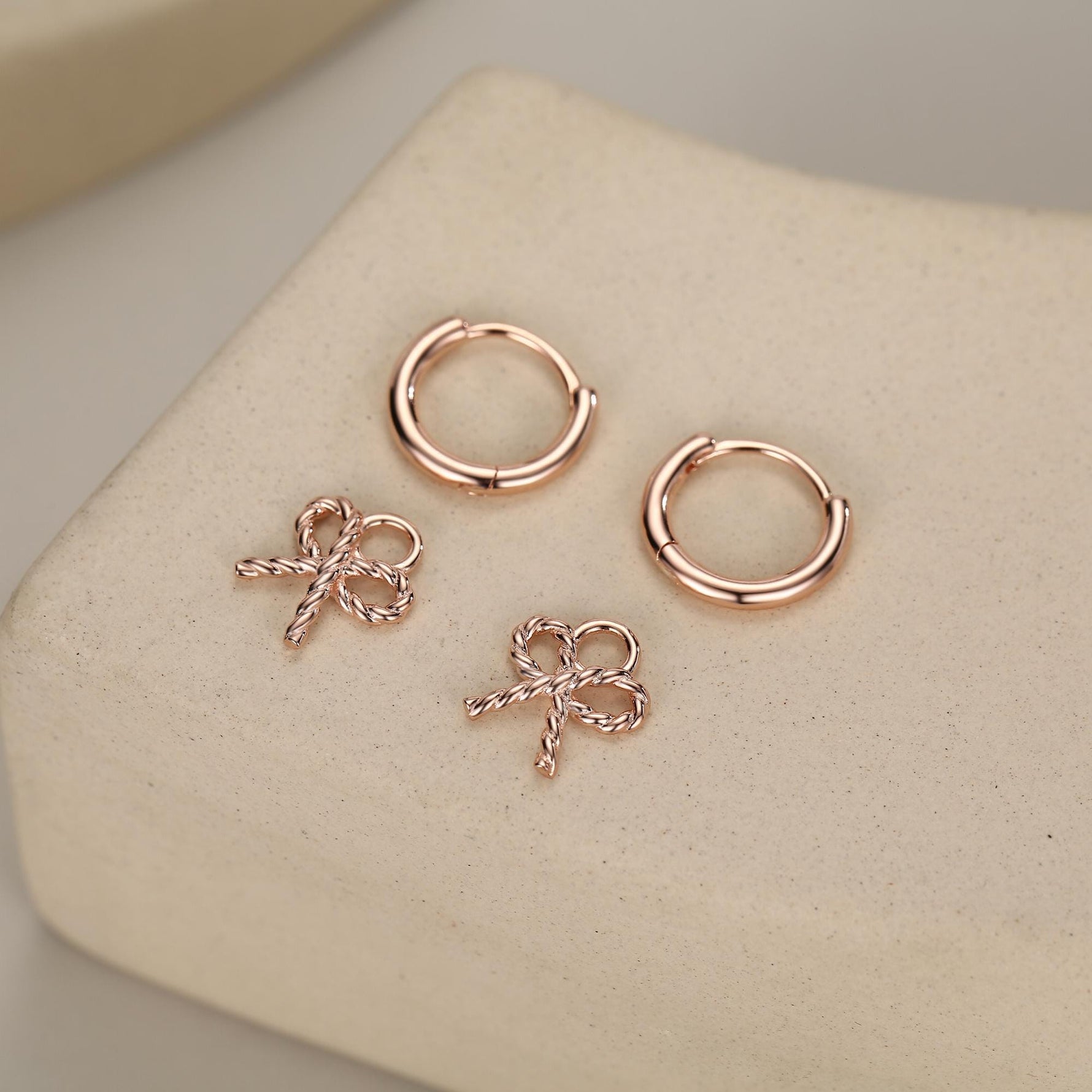 Sterling Silver Bow Charm Hoop Earrings