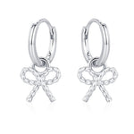 Sterling Silver Bow Charm Hoop Earrings