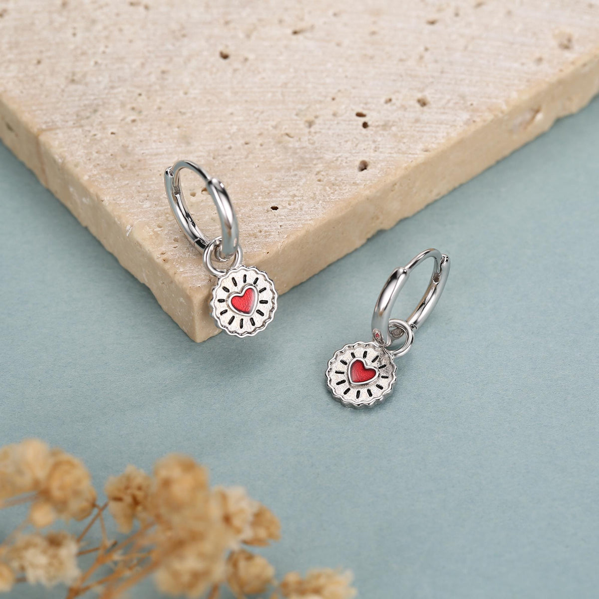 Sterling Silver Jam Biscuit Charm Hoop Earrings