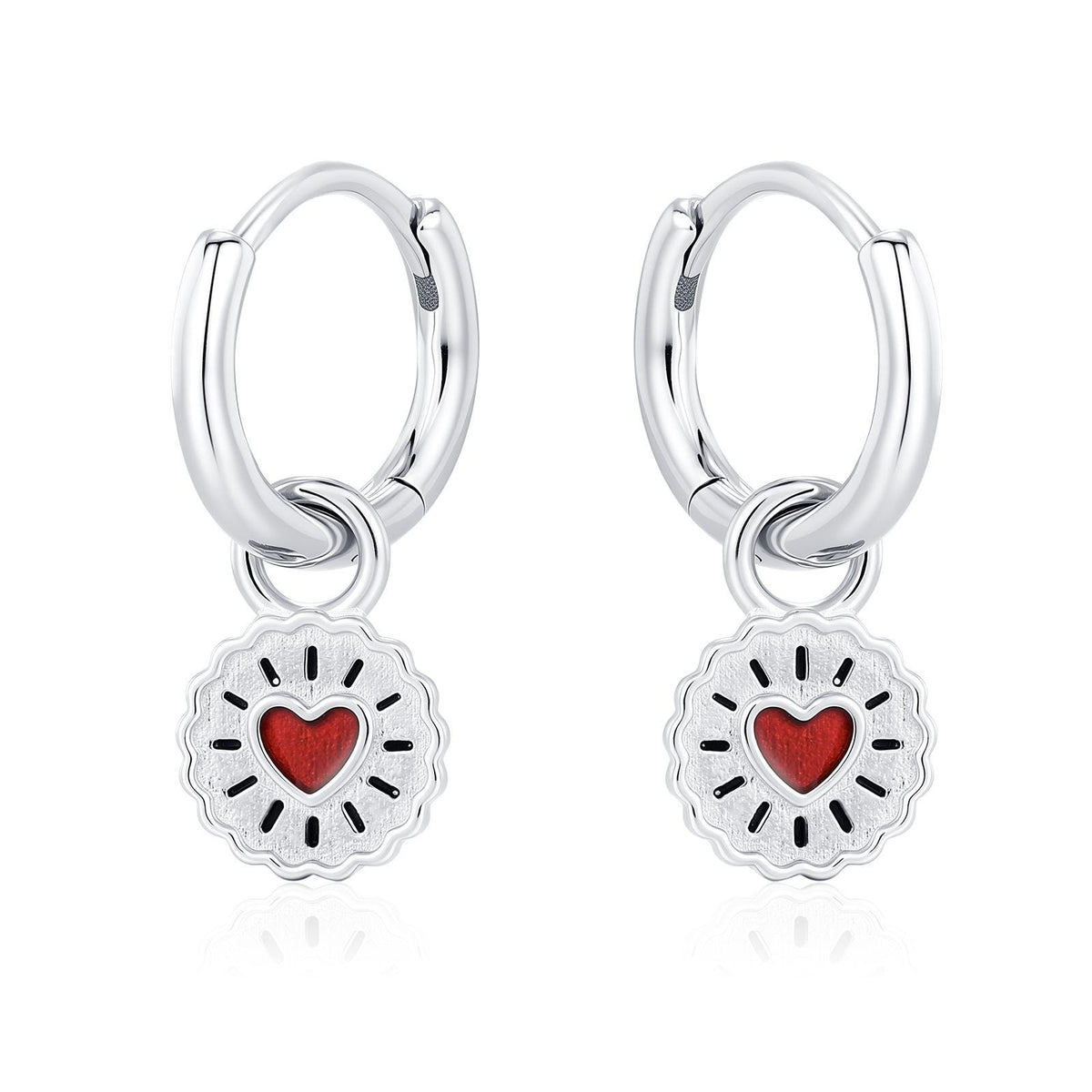 Sterling Silver Jam Biscuit Charm Hoop Earrings