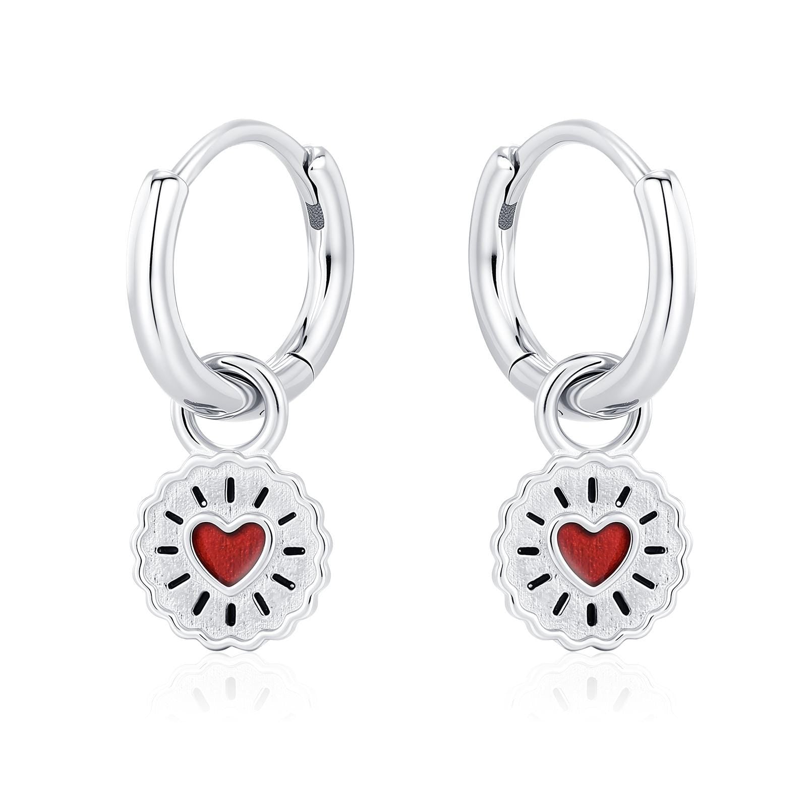Sterling Silver Jam Biscuit Charm Hoop Earrings