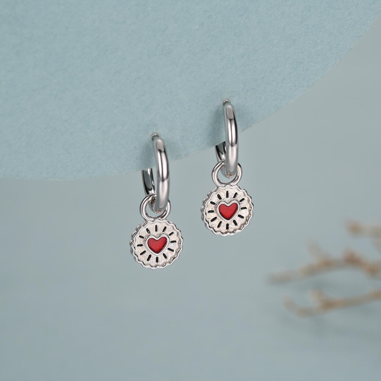 Sterling Silver Jam Biscuit Charm Hoop Earrings