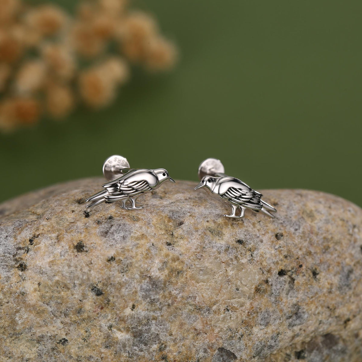 Sterling Silver Bird 16G Flat Back Labret Earrings