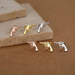 Sterling Silver Revolver 16G Internally Threaded Flat Back Earrings