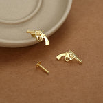 Sterling Silver Revolver 16G Internally Threaded Flat Back Earrings