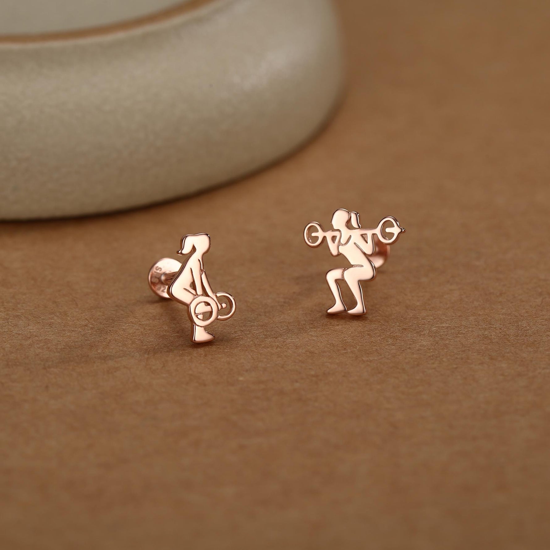 Sterling Silver Powerlifting 16G Mismatched Flat Back Labret Earrings
