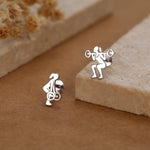 Sterling Silver Powerlifting 16G Mismatched Flat Back Labret Earrings