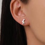 Sterling Silver Powerlifting 16G Mismatched Flat Back Labret Earrings