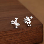 Sterling Silver Powerlifting 16G Mismatched Flat Back Labret Earrings