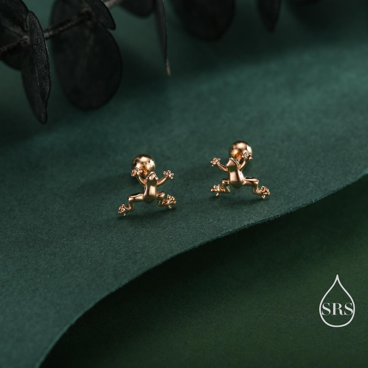 Tiny Frog / Screw Back / Internally Threaded Flat Back / Stud Earrings in Sterling Silver, Tree Frog Earrings, Silver or Gold or Rose Gold
