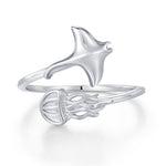 Sterling Silver Manta Ray and Jellyfish Open Ring