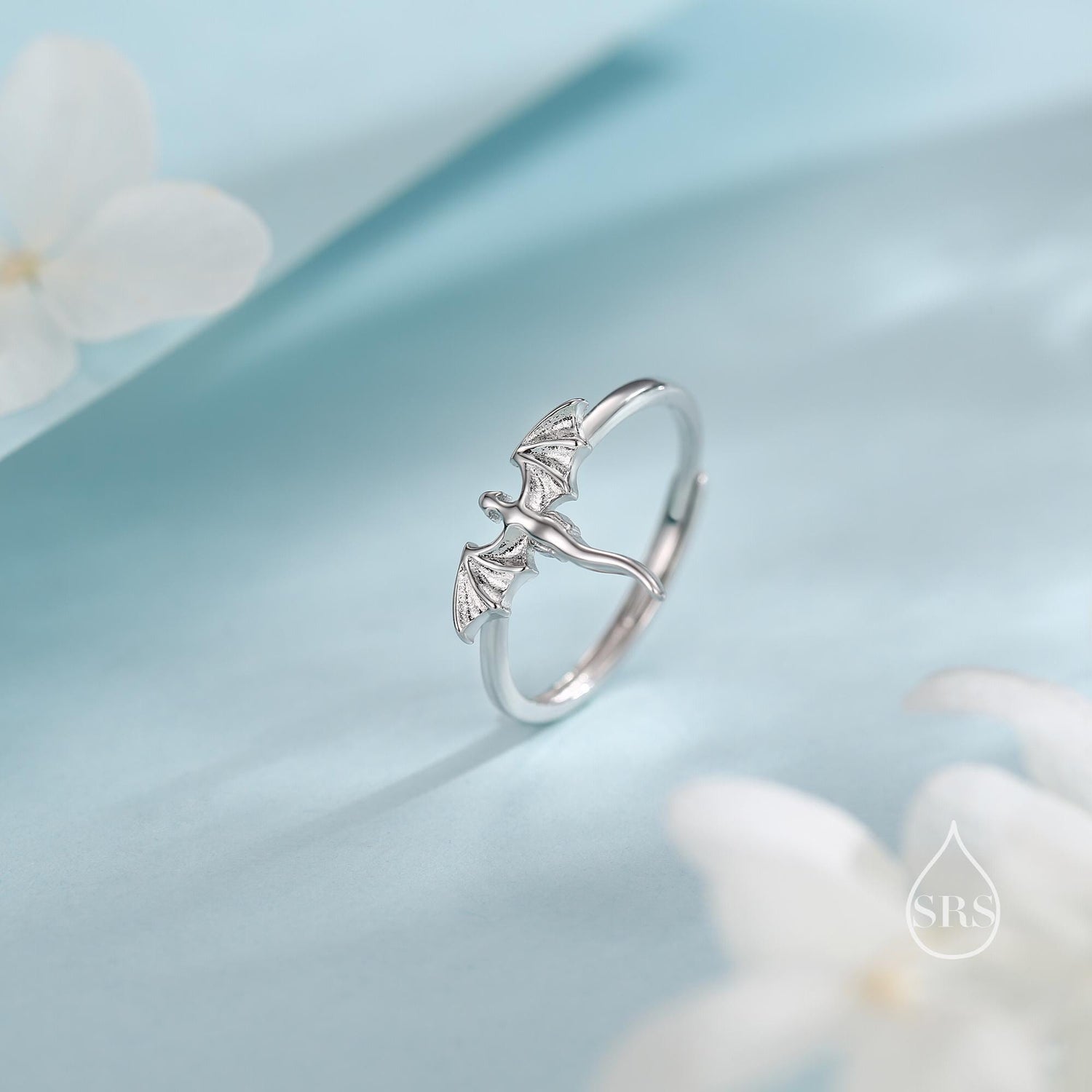 Tiny Flying Dragon Ring in Sterling Silver, Adjustable Size, Dragon Ring, Sterling Silver Dragon Ring.