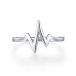 Sterling Silver Heartbeat ECG Dainty Ring