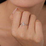 Sterling Silver Heartbeat ECG Dainty Ring