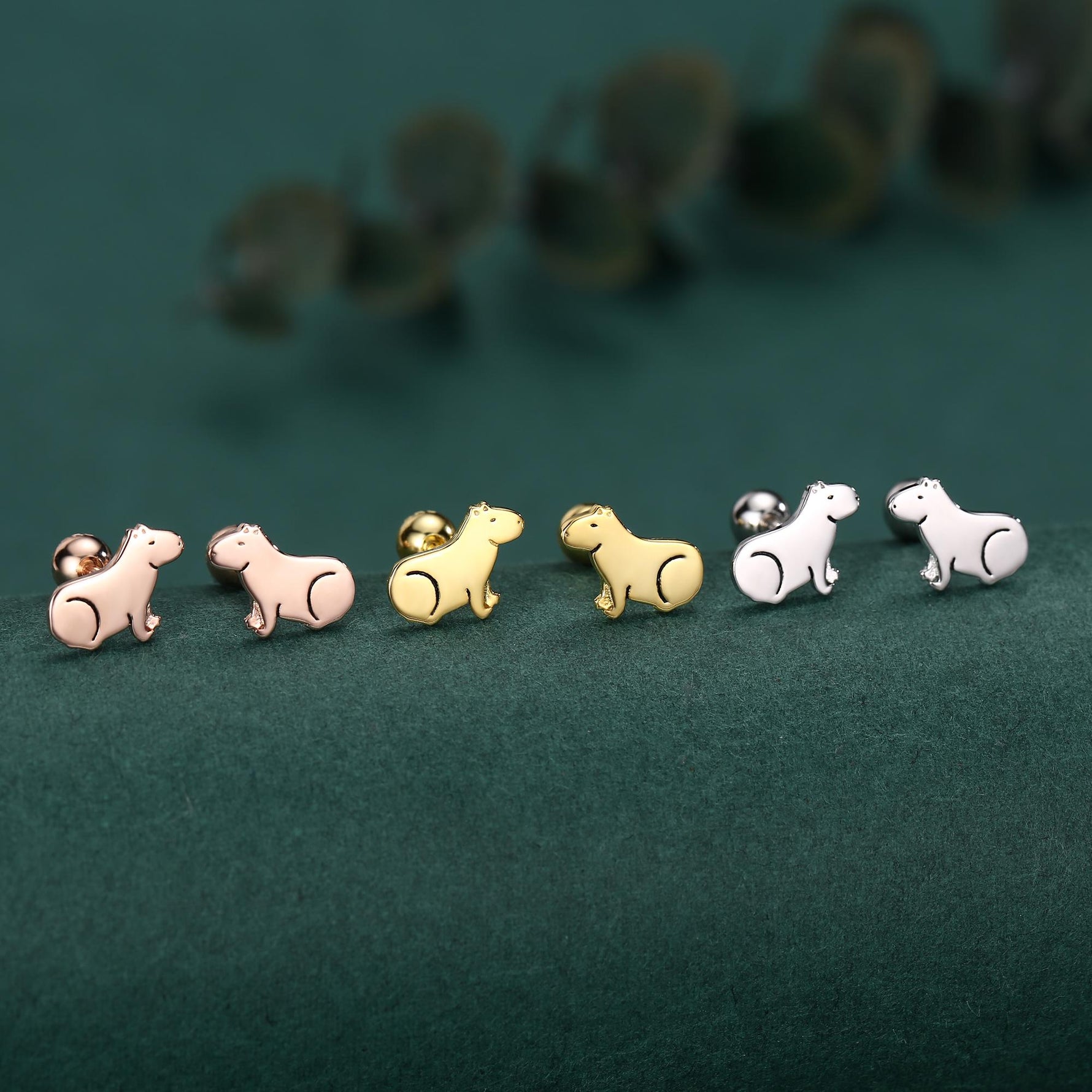 Sterling Silver Guinea Pig 18G Screw Back Stud Earrings